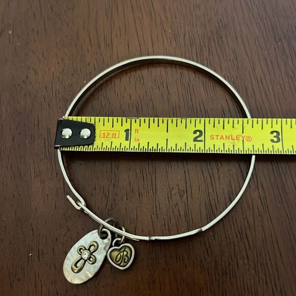 Brighton Faith Hope Love Cross Heart Charm Hammered Metal Bracelet Cuff - Picture 6 of 6